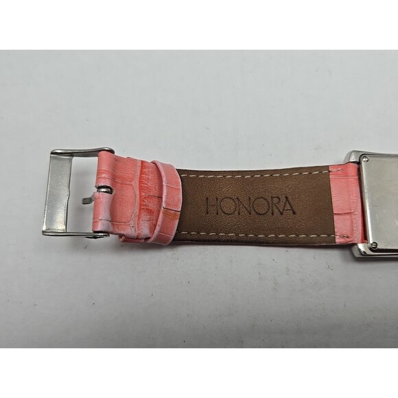 Honora Tank Swiss Mother of Pearl Watch Pink Leather Quartz New Battery Womens - Picture 10 of 12